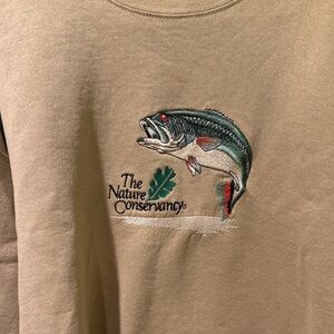 Tan Sweatshirt with Fish Embroidery